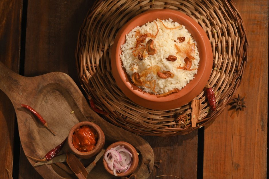 Traditional Kerala spiced rice and curry