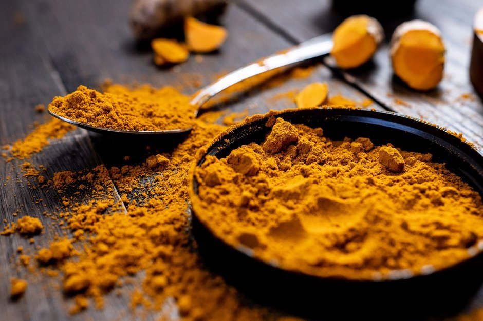 Vibrant golden turmeric powder