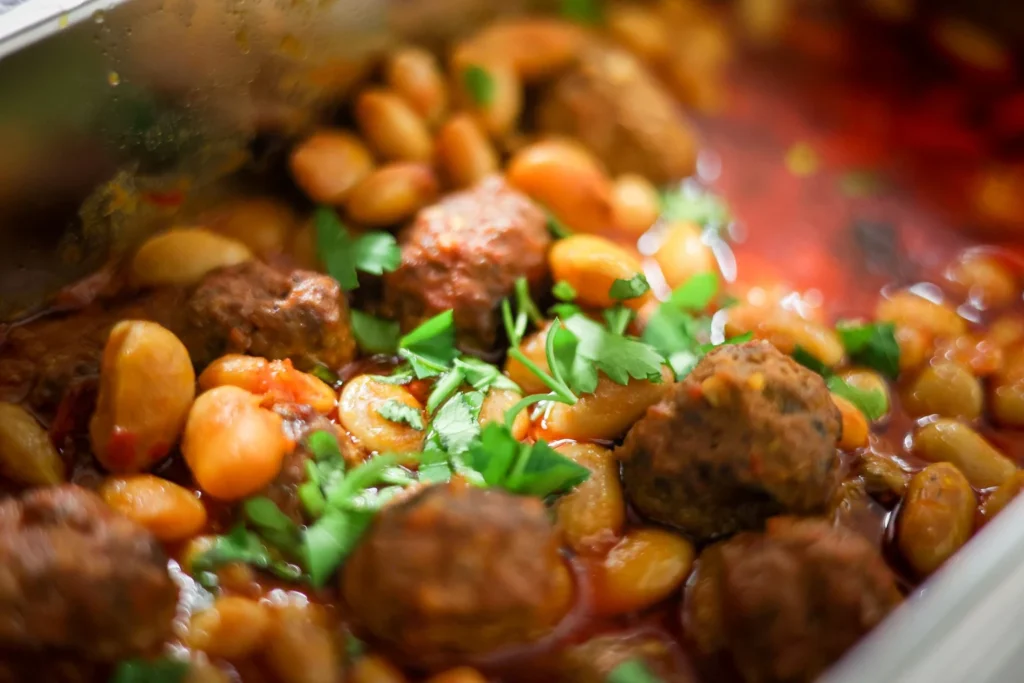 Ingredients for cocktail turkey meatballs with tikka sauce and honey